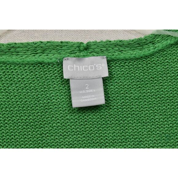 Chico's Green V-Neck Dolman Sweater Pullover Regular Size L - Picture 7 of 8